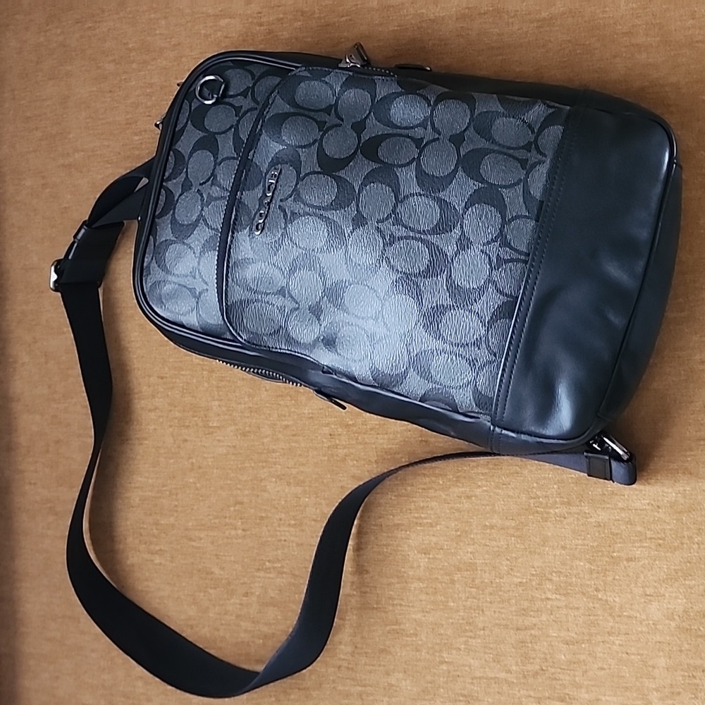 Coach Black and Gray Messenger Bag with Monogram Design - Picture 5 of 5